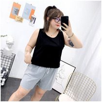 Pure cotton sleeve-free bottom vest woman with big size fat mm loose sling belt t-shirt white kan shoulder wearing Korean version in summer