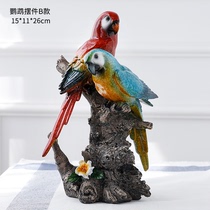 Creative simulation bird ornaments home living room wine cabinet TV cabinet porch craft decorations feather resin parrot