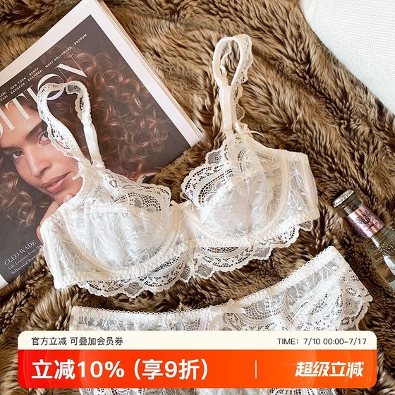 French lace lingerie for women, ultra-thin design with a large chest and a sexy look. Lace with steel hoop support for bra and bra set French lace lingerie for women, ultra-thin design with a large chest and a sexy look. Lace with steel hoop support for bra and bra set