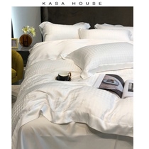 European high-end Tencel jacquard four-piece summer Nordic style naked sleep silky simple duvet cover sheets Bedding