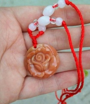 Ning Qiang Coral Jade Fossil Pendant Rose Floral Red Hand Fingerprint Necklace Pendant Collection Class Boutique Ancient Creatures