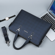 Grid Mens Bag Portable Cross Section Business Briefcase Large Capacity Casual Hand Carry Computer Bag Texture Damp Shoulder Bag