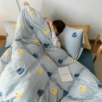 ins printed knit cotton four pieces all cotton pure cotton bare sleeping days geranium quilts Quilt Cover Cartoon A type of bedding