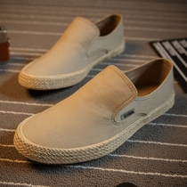 Hong Kong summer new mens canvas shoes and Korean casual cloth shoes male and female cocktail rope and lazy shoes