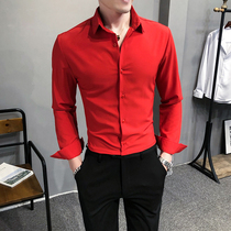 High-sense pure color shirt male Spring Autumn new style shirt hundred and trend of British handsome mens coat