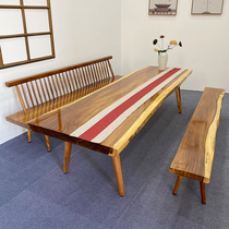 Hupeach Wood Large Board Table Retro Solid Wood Large Plate Tea Table Log Table Office Tea Table Tea Table Tea Table Qutian Tea Table