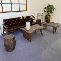 American countryside made old solid wood tea table retro log tea table Leisure area sofa tea table combined folk and wood table