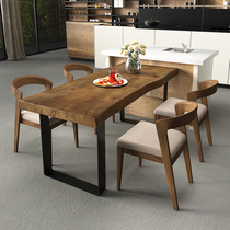 Modern simple solid wood dining table and chairs combined small family dining table with table rectangular dining table negotiating table