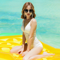 2021 summer lace openwork one-piece triangle swimsuit Female sense seaside resort Spa gathered bikini swimsuit