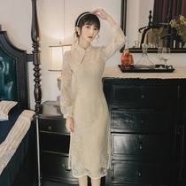 Young girl cheongsam modified dress Chinese style temperament thin French retro dress fashion dress dress dress
