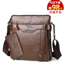English Fig Kangaroo Genuine Leather Mens Bag New Fashion 100 Lap Single Shoulder Bag Trend Large Capacity Diagonal Satchel Bag for men