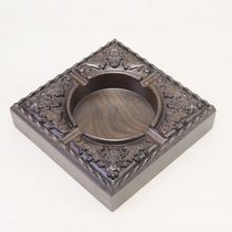 Black sandalwood ashtray creative office living room Chinese personality retro solid wood quality trend multifunctional ashtray
