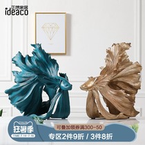 Betta fish ornaments More than a year creative large handicraft decoration high-end model room home living room decoration