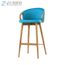 Nordic solid wood island platform tall bar chair simple modern home custom bar chair art cafe bar stool