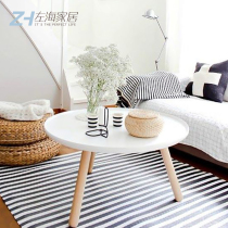Small apartment corner a few sides sofa side table Nordic solid wood round black and white cafe home balcony small coffee table