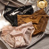 Panties women sexy lace pure cotton crotch antibacterial breathable ice silk incognito low waist briefs 2021 new fashion