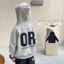 Childrens clothing 2021 spring and autumn new boy jacket foreign style childrens cardigan Korean version of the tide boy baby hooded sweater