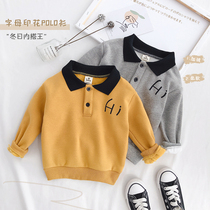 Childrens clothing boys velvet sweater thickened base shirt baby winter clothing 2020 new childrens autumn and winter warm top tide