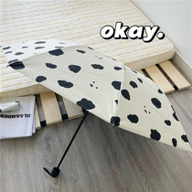 South Korea ins Wind hipster milk pattern sunscreen umbrella anti-ultraviolet black glue parasol folding portable umbrella