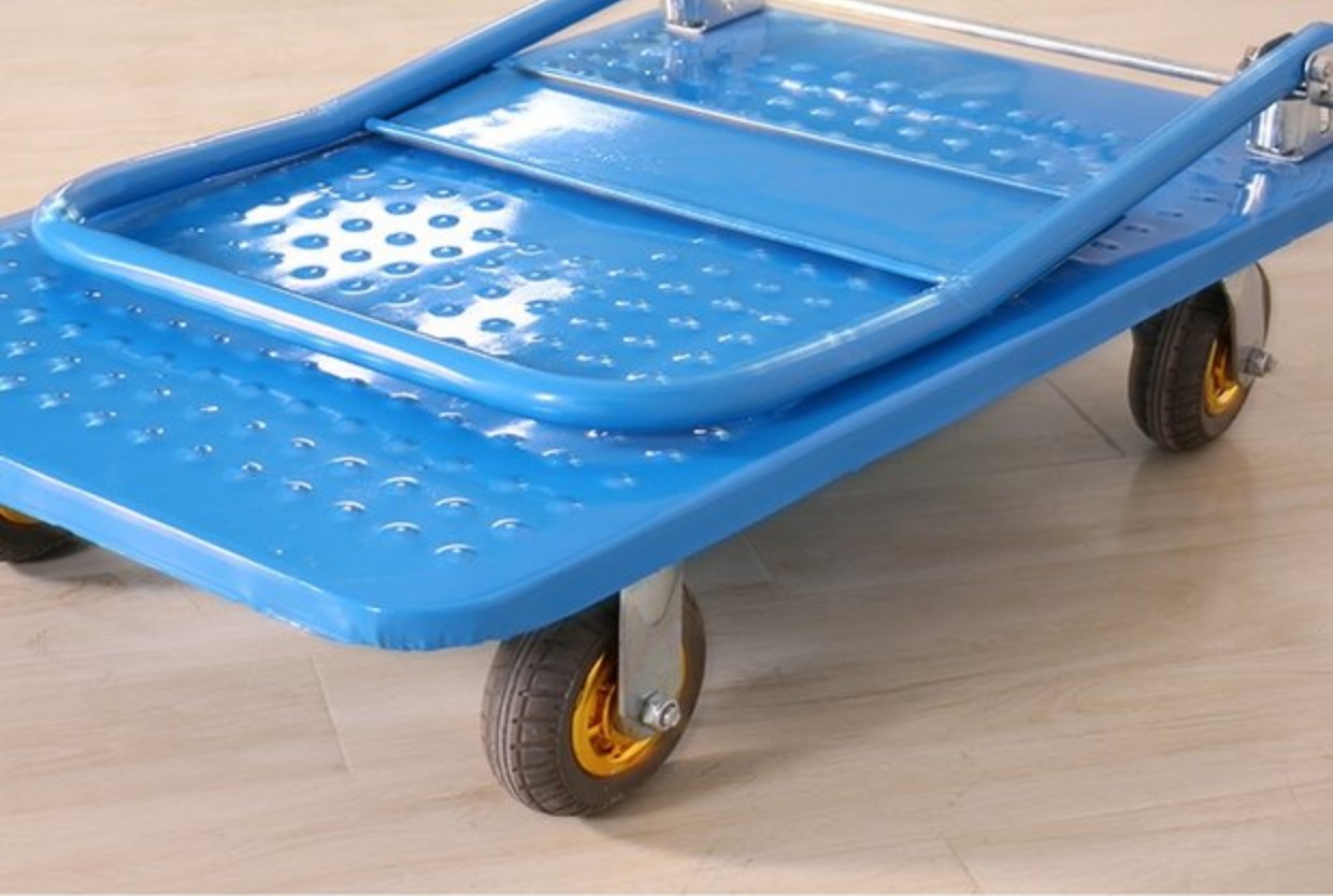 平板车小推车手推车搬运拉货车可折叠纯钢板高承重搬运车铁板拖车