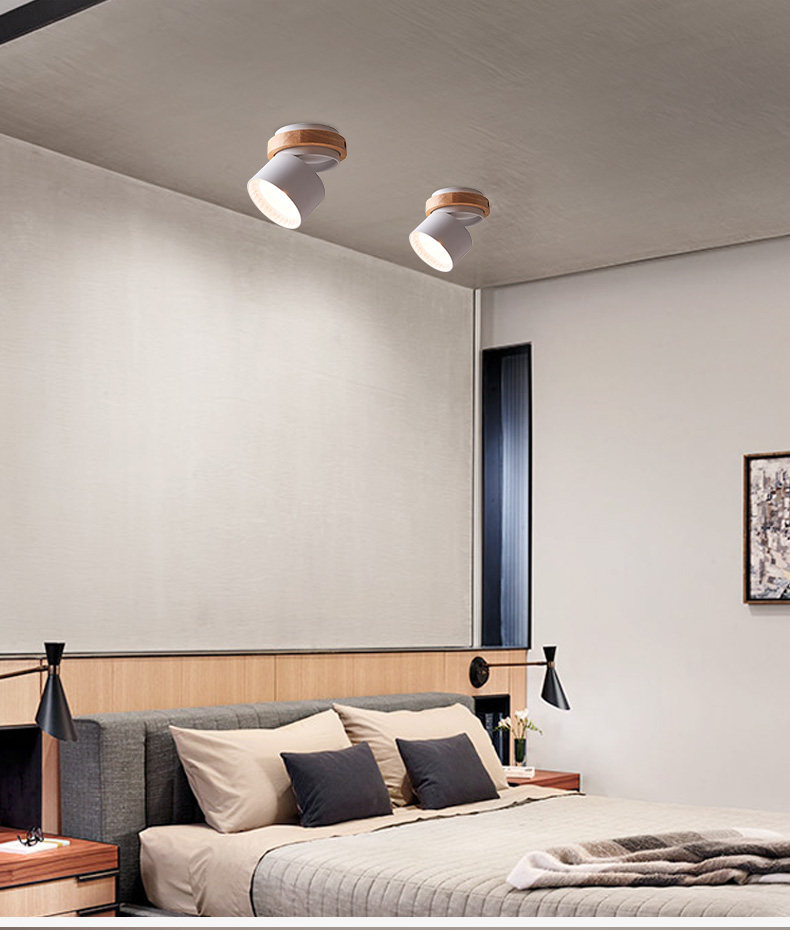 北欧马卡龙明装吸顶筒灯可旋转cob圆形吊顶射灯走廊过道灯小灯12w