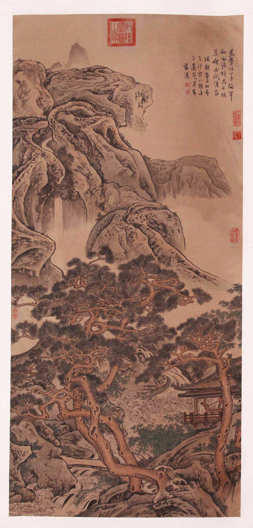 lot.035 蓝瑛(附乾隆御览之宝,三希堂精鉴玺等)《松泉雅集图》