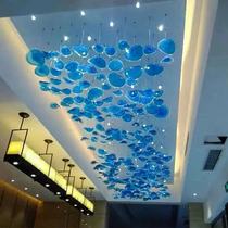 Marketing Center Air Pendant Hotel Club ktv Cafe Exhibition Soft Decoration Pendant Glass Leaf Disc