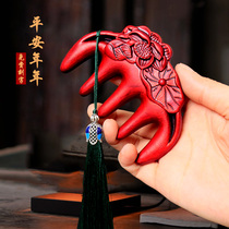 Natural red sandalwood large teeth wide teeth scalp massage comb electrostatic female hair loss head Meridian sandalwood five Meridian comb