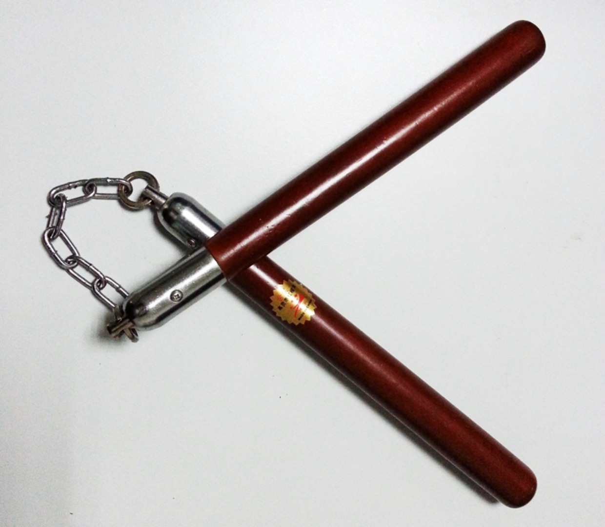 纯实心橡胶双节棍送红色实木二节棍实战棍训练防身包邮便携双截棍_7折