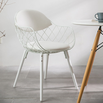 Nordic fashion chair dream makeover creative flower basket seat iron wooden foot dining chair office leisure chair