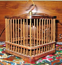 Grasshopper cage chicken wing wood bird cage car hanging ornament()