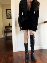 Perak style long cylinder boots woman however kneecap 2020 autumn winter new medium-high cylinder boots slim and slim boot elastic rider boot