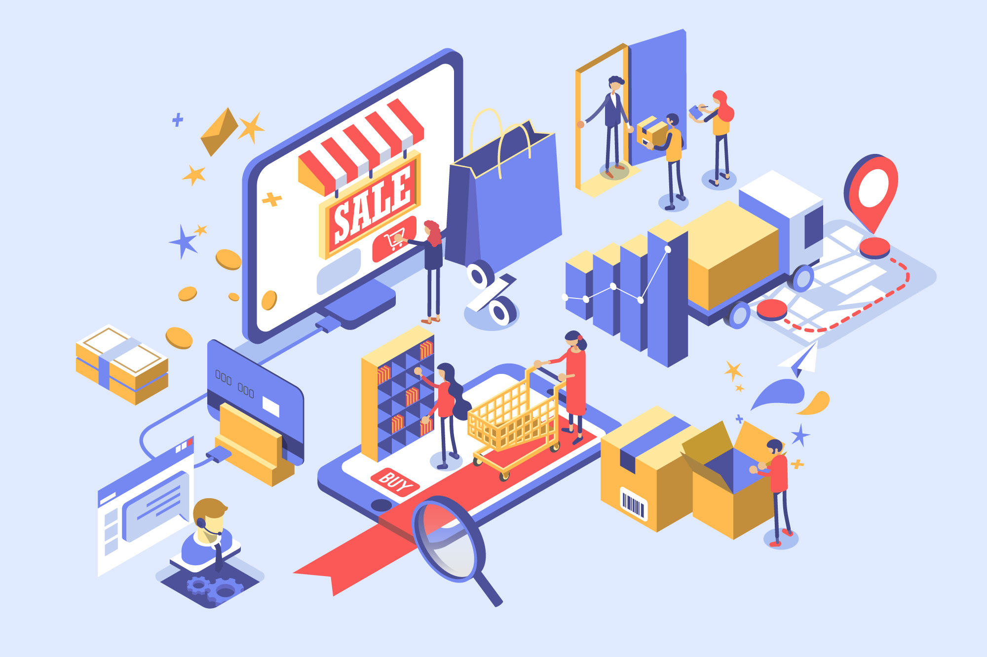 5d矢量电商购物生活场景app网页banner设计元素素材等距立体 ai0015