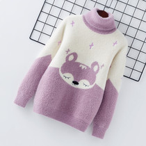 girls' turtleneck sweater autumn winter 2020 new style middle and large size children's western style bottoming shirt with thickened fleece girls' Korean style tops