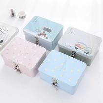 Tin box with lock Small small items storage password anti-theft storage box Passbook box Childrens household box storage