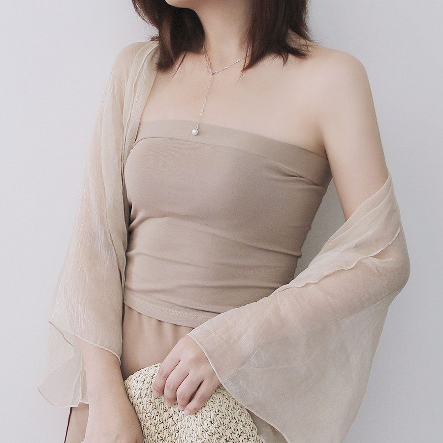 晚晚同款女士奥代尔无袖抹胸裹胸宽边背心女短款性感打底衫女内搭_9折