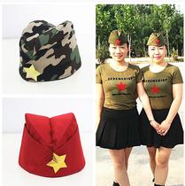 On the top of the flying feather boat type military cap performance boat hat sailor dance square dance boat hat girl beret