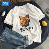 Summer mens short-sleeved T-shirt ins harbor wind Super fire cotton couple half-sleeve shirt loose clothes Tide mens clothing