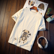 ins summer mens short sleeve T-shirt Korean version of the trend Middle School fat man size T-shirt cartoon print round neck half sleeve