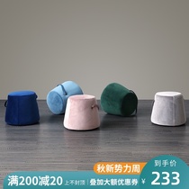 Nordic light luxury fabric living room stool Fashion creative small stool Low stool Sofa stool Household living room round stool