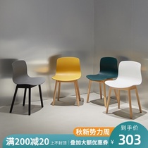 Nordic dining chair household solid wood legs simple small apartment ins creative backrest dining table chair white leisure chair