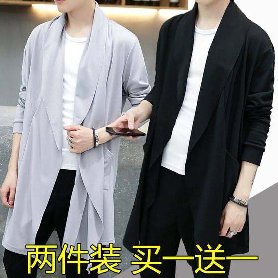 Summer trench coat men's medium long sunscreen men's thin coat spring and autumn handsome wind -winding Korean student jacket trend Summer trench coat men's medium long sunscreen men's thin coat spring and autumn handsome wind -winding Korean student jacket trend
