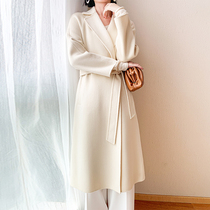 2019 Winter high-end white double sided wool cashmere large coat loose with a long past kneecap woman jacket woman