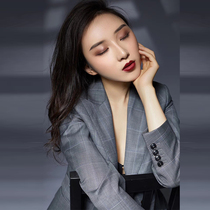 2019 Fall Grey Plaid Suit Jacket Workplace Goddess Suit Suit European And European Temperament Minor Leggings Woman