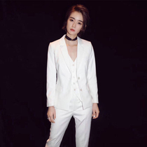 Autumn-winter new white suit waistcoat Three sets of stars OL to host a small western suit jacket fashion small leggings