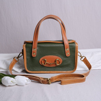 JUUZ LAN leather womens bag Hand bag niche retro shoulder bag casual cowhide small square bag shoulder bag small