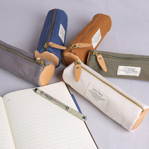 Simple canvas pencil bag girl ins Japanese stationery bag elementary school student pencil box high school student boy pencil case