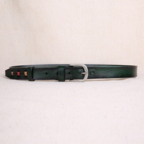 Handmade belt womens genuine leather pin buckle simple and wild thin first layer cowhide belt student thin jeans belt