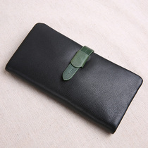 JUUZ LAN soft leather wallet female real leather long Korean buckle cowhide mobile phone bag multi-function leather wallet small and fresh
