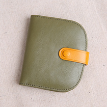 JUUZ LAN wallet female real leather short Korean buckle mini small wallet cowhide retro wallet small fresh